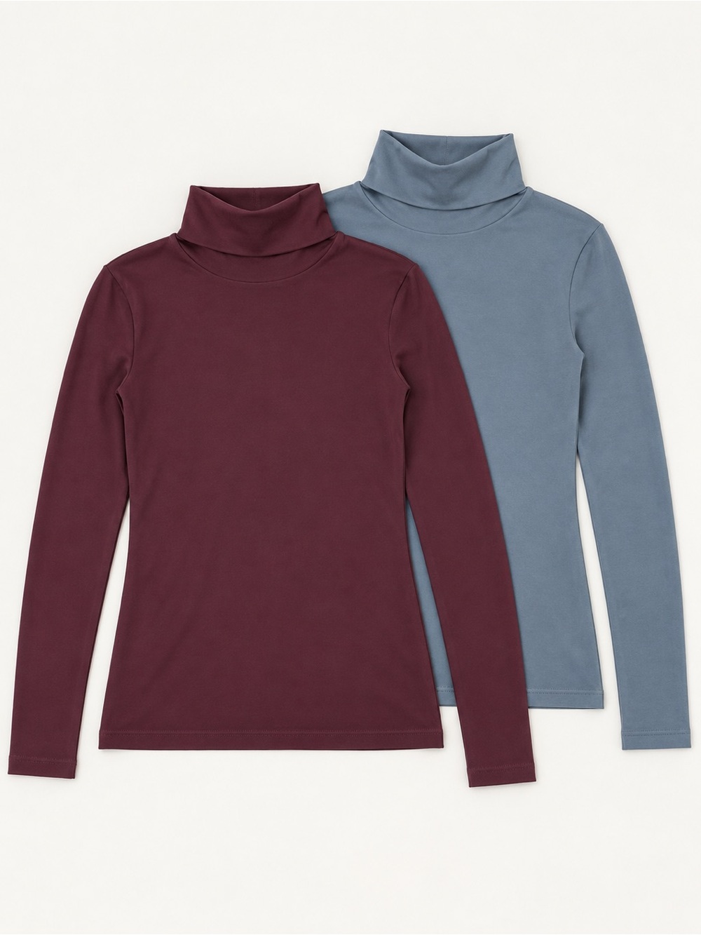 Peruvian Connection Turtleneck Twin Pack — Burgundy and Slate Blue
